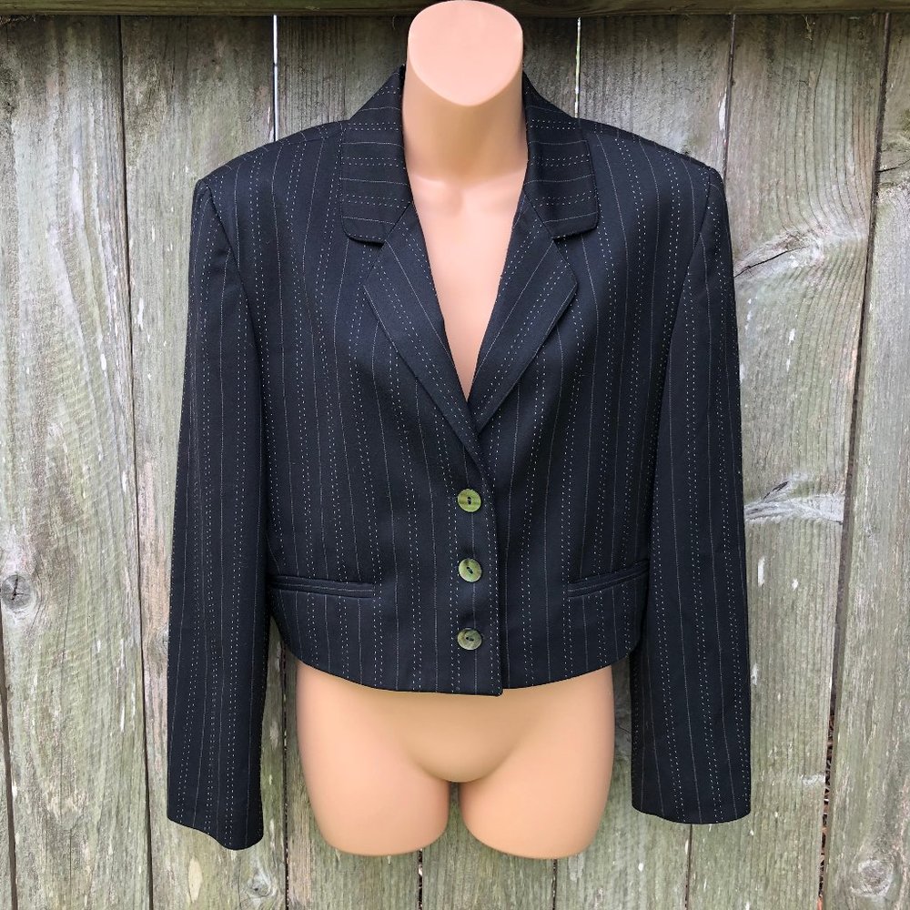 United Colors of Benetton Cropped Pinstripe Blazer Jacket US Size 6 Professional